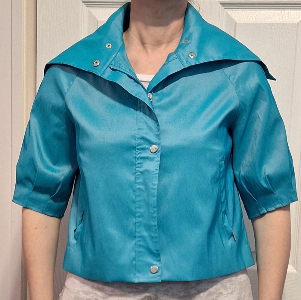 SAMUEL DONG | Shiny Teal Short Jacket